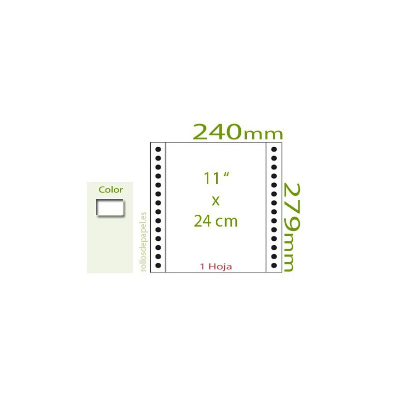 Papel Continuo blanco 11"x24 cm. (Microx4).1 Tanto (Caja 2500 hojas)